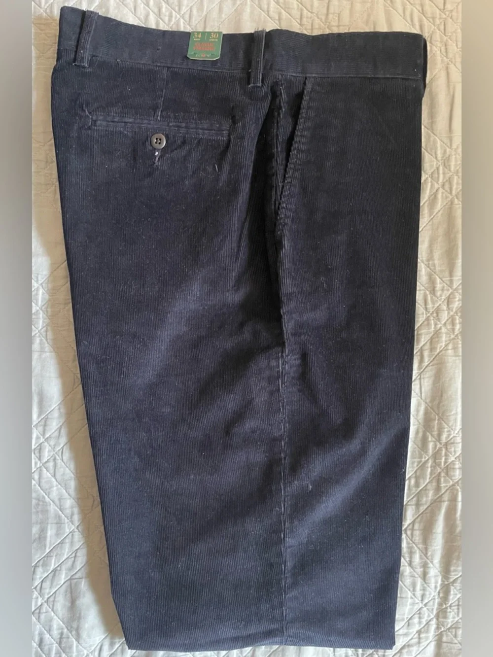 J.‎ Crew Broken-in Straight pant stretch corduroy in Midnight Navy 34 NWT CM717